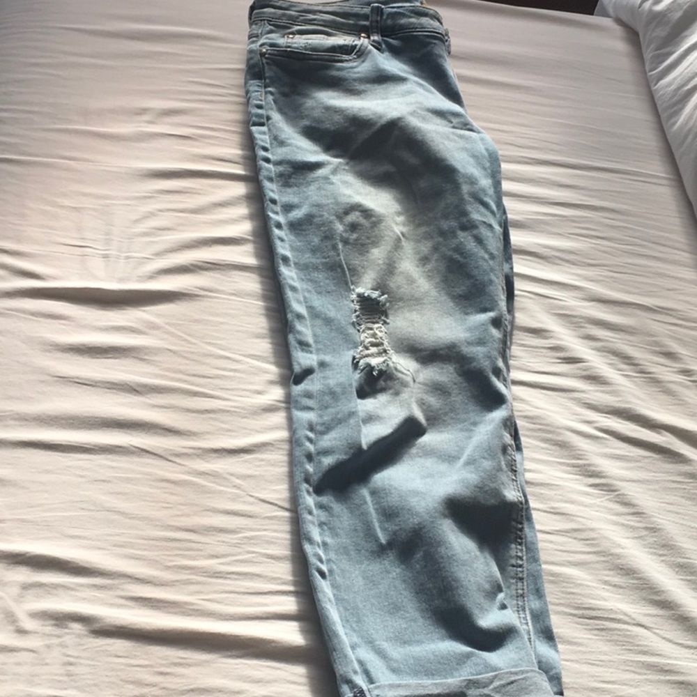 Light wash blue jeans